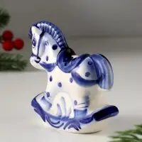 Сувенир Коняшка-качалка, 8х9,5 см, гжель