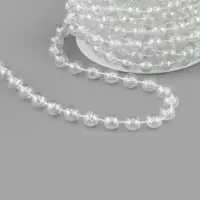 Бусы на нитях, с голографией, 8 мм, 9&plusmn;1 м, прозрачные