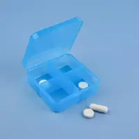 Таблетница, 7 × 6,7 × 2,4 см, 4 секции, цвет синий