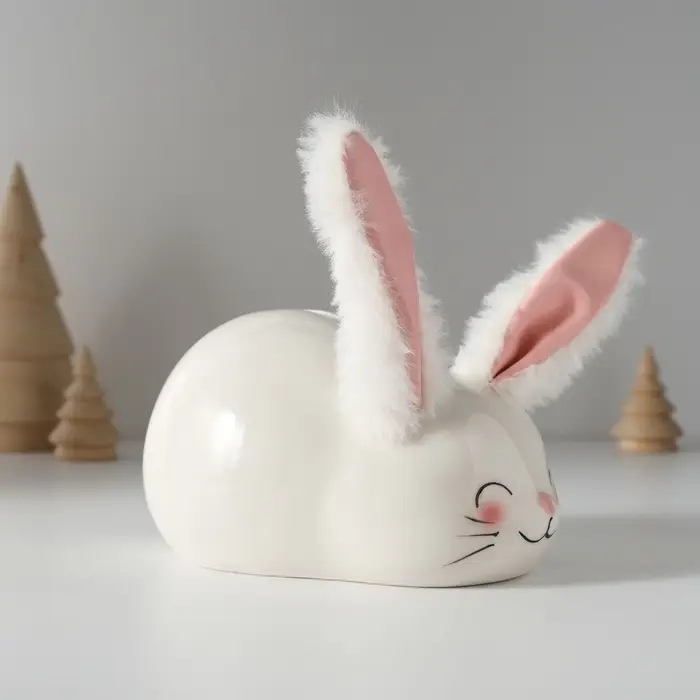 Копилка для денег &laquo;Румяный кролик с мягкими ушками&raquo;, керамика, 8.8&times;13.2&times;7 см