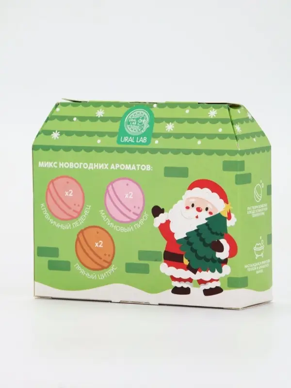 Бомбочки для ванны в домике «Дед Мороз», набор 6 шт х 40 г, URAL LAB Бомбочки для ванны в домике «Дед Мороз», набор 6 шт х 40 г, URAL LAB