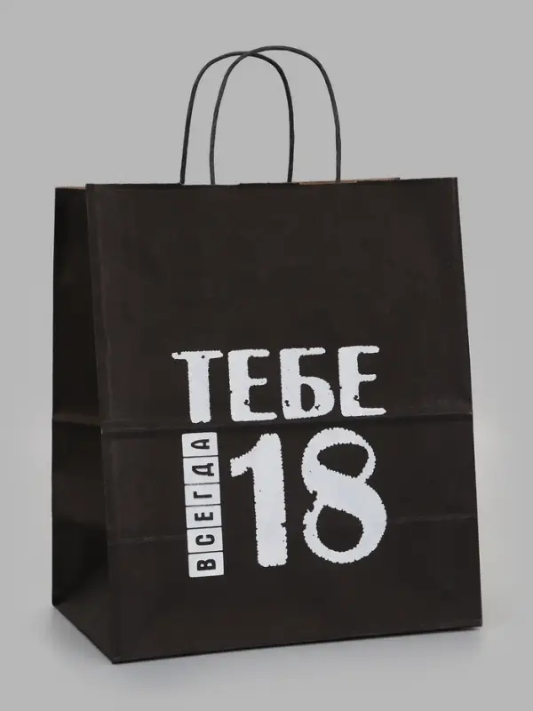 Пакет подарочный &laquo;Тебе всегда 18 лет&raquo;, 24&times;14&times;28 см, крафт