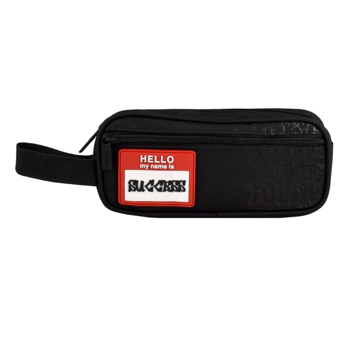 Пенал мягкий, 1 отделение, 90 х 190 х 15 мм, объёмный, Феникс "Панк" с ручкой, чёрный 66334