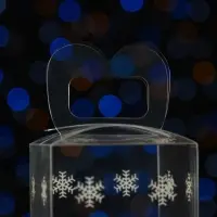 Коробка подарочная новогодняя складная ПВХ «Снежинки» 12×7×7 см