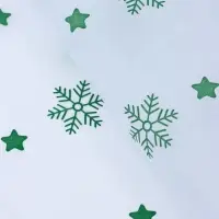 Бумага упаковочная тишью "Снежинки со звездами", зелёный, 50 х 66 см