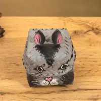 Корзинка &laquo;Кот&raquo;, 8&times;8&times;13 см, бамбук, серая