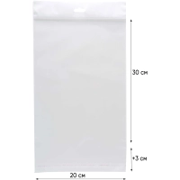 Пакет БОПП 200х300мм +30мм клапан со скотчем, европодвес 25 мкм 100 шт/уп