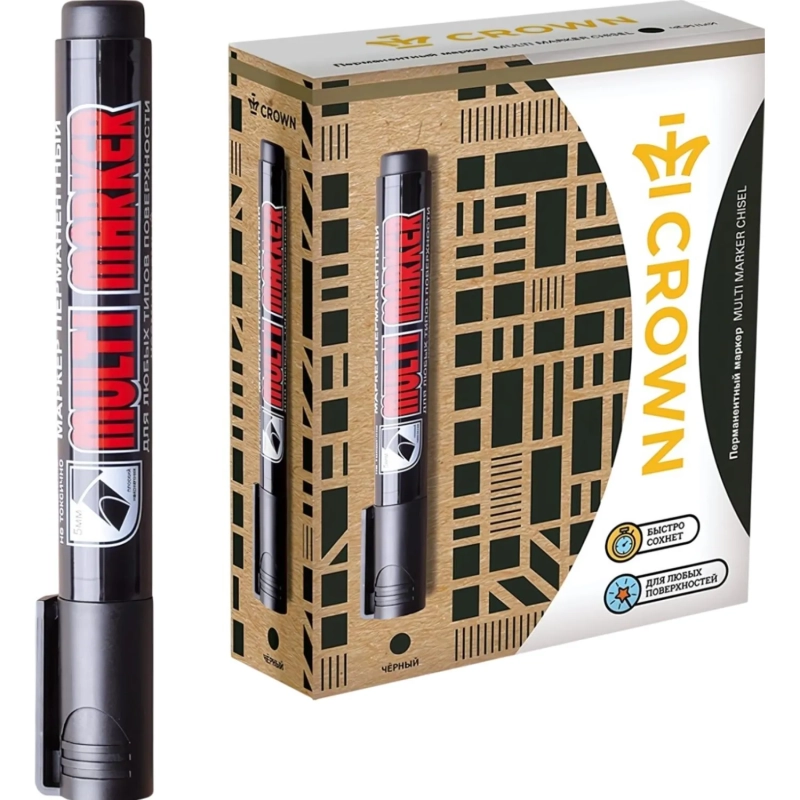 Маркер перманентный Crown Multi Marker&nbsp;5 мм скошенный черный