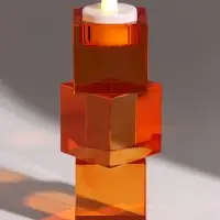Подсвечник хрустальный &laquo;Хайли&raquo;, 7&times;7&times;14.8 см, янтарный