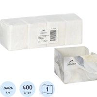 Салфетки бумажные Luscan 1 сл 24x24см белые 100штх4, спендер
