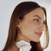 Серьги акрил &laquo;Стиль&raquo;, овал в раме, бордовые в золоте