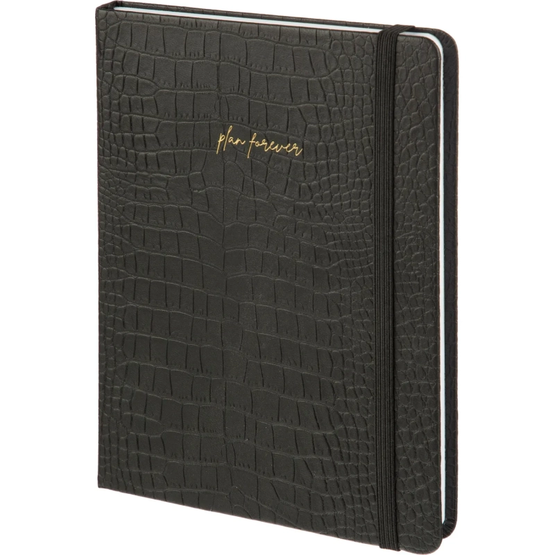 Ежедневник недатированный черный, рептилия, А5 136 л., ATTACHE
