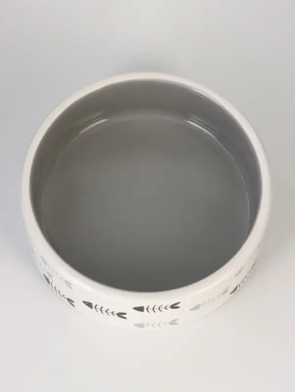 Миска &laquo;Рыбные косточки&raquo;, 300 мл, 12.5&times;4.5 см, керамика, серая, белая