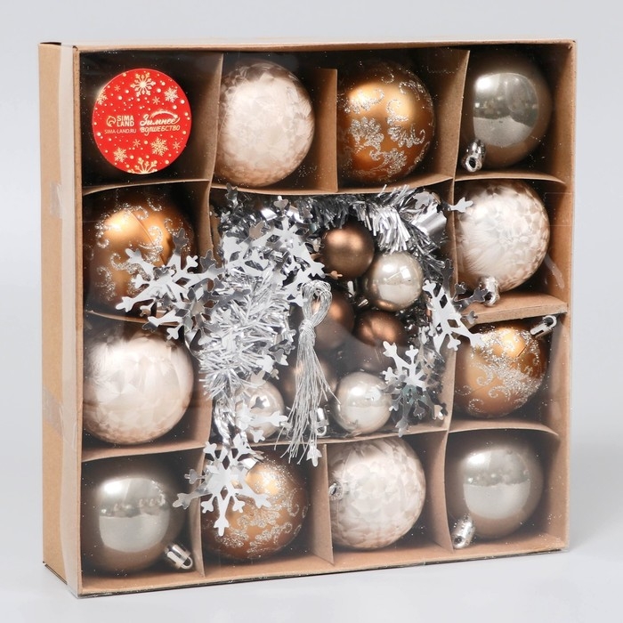 Набор шаров пластик d-6 и 2,5 см, 21 шт «Каникулы» нежное ассорти, мишура 1 м, микс Набор шаров пластик d-6 и 2,5 см, 21 шт «Каникулы» нежное ассорти, мишура 1 м, микс