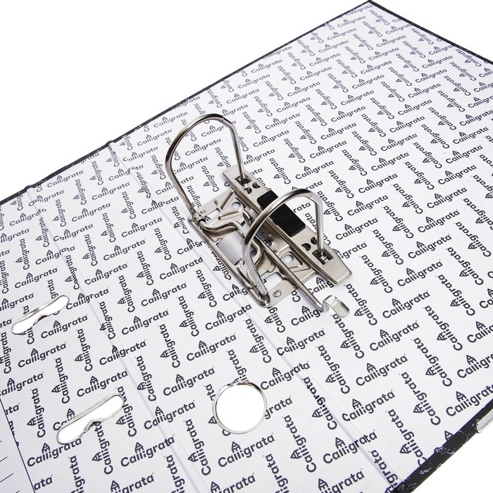 Папка-регистратор 75 мм, А4, Calligrata, эконом мрамор, нижний металлический кант, черная Папка-регистратор 75 мм, А4, Calligrata, эконом мрамор, нижний металлический кант, черная