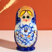 Матрёшка дерево &laquo;Клава&raquo;, голубое платье, 5-кукольная, 10.5-11.5 см
