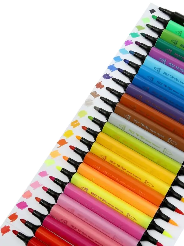 Фломастеры-кисточки 24 BRIGHT, COLORS, двусторонние, в пластиковом пенале