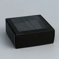 Коробка для бижутерии с PVC окном 8×8×3 см, чёрный