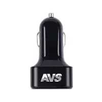 USB автомобильное зарядное устройство AVS 2 порта UC-523 (3А,черный) с вольтметром