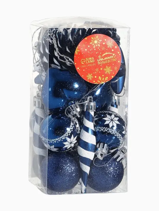 Набор украшений пластик 23 шт Набор украшений пластик 23 шт "Праздничный хоровод" 4 см, синий