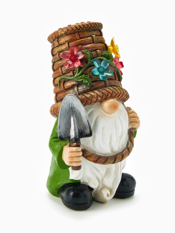 Садовая фигура  Садовая фигура "Гном с лопатой", 14х13.5х24 см, с подсветкой