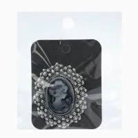 Брошь &laquo;Камея&raquo;, в жемчуге, серая в чернёном серебре