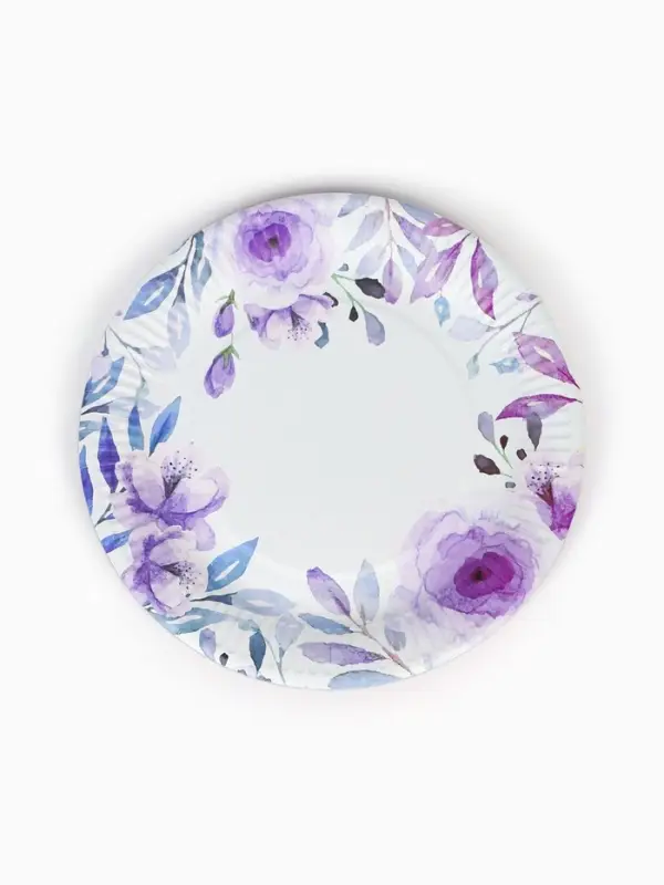 Тарелка одноразовая бумажная &laquo;Сиреневые розы&raquo;, 23 см