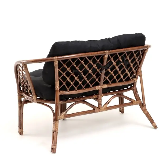 Набор садовой мебели "Bagama": 2 кресла, 1 диван, 1 стол, ротанг тёмный, подушки чёрные