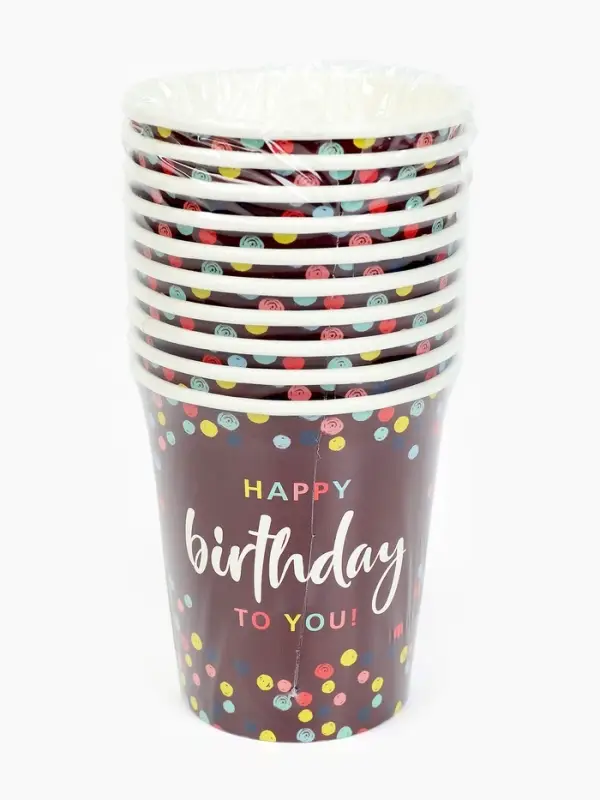 Стакан одноразовый бумажный «Happy Birthday» , конфетти 250 мл
