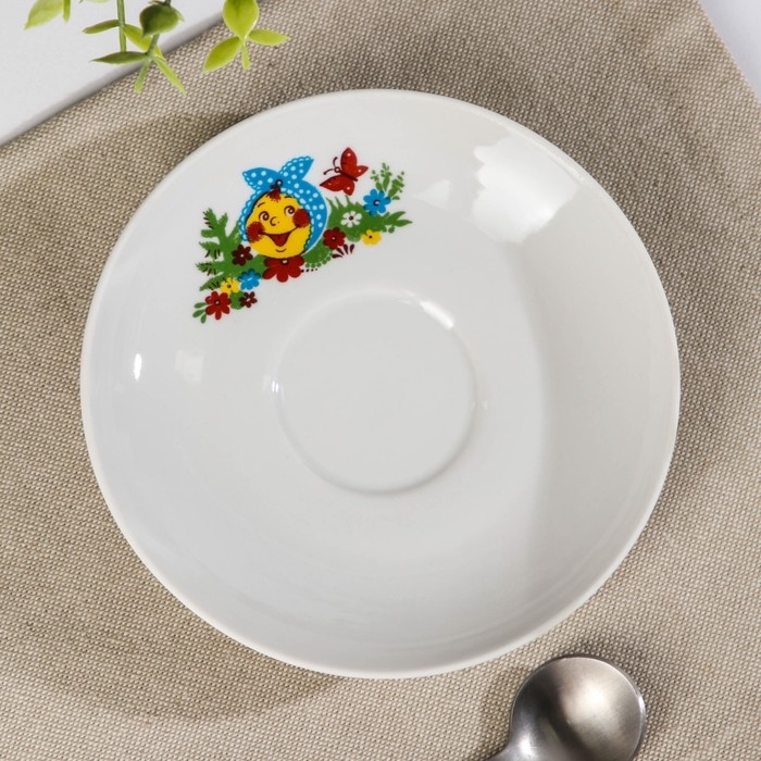 Блюдце чайное фарфоровое «Веселый Колобок», d=14 см, микс Блюдце чайное фарфоровое «Веселый Колобок», d=14 см, микс