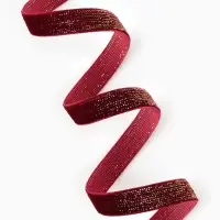 Лента бархатная, с золотым люрексом, 10 мм, 18&plusmn;1 м, бордовая №46