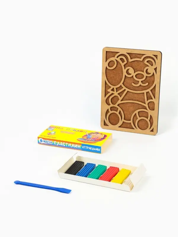 Картина пластилином &laquo;Мишка&raquo;, 21&times;15 см, набор для творчества