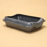 Туалет для кошек, 36&times;26&times;9 с, средний, с бортом, пластик, серебристый