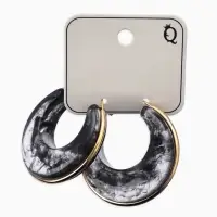 Серьги-кольца акрил &laquo;Тренд&raquo;, чёрные в золоте