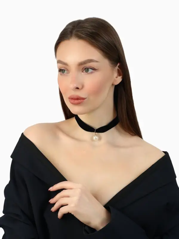 Чокер &laquo;Шарик&raquo;, жемчужина, цвет чёрный, L=30 см