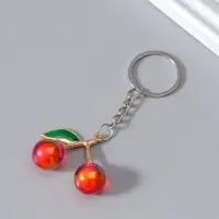 Брелок пластик "Вишенки с листьями" МИКС 4х4х1,5 см