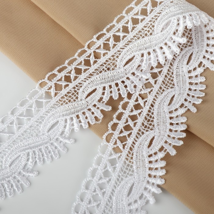 Кружево гипюровое, 42 мм × 11 ± 1 м, цвет белый Кружево гипюровое, 42 мм × 11 ± 1 м, цвет белый