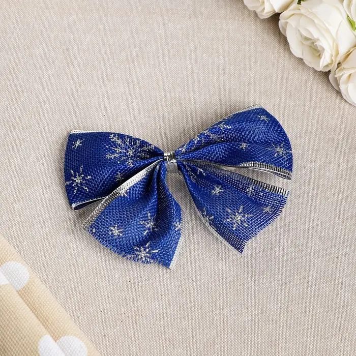 Бант праздничный «Снегопад», синий, 14 х 10 см Бант праздничный «Снегопад», синий, 14 х 10 см