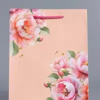 Пакет подарочный ламинированный "Цветы" 18 х 22,3 х 10 см