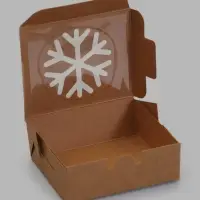 Коробка складная Снежинка крафт 10 х 8 х 3,5 см (фас 20шт)