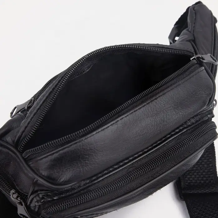 Сумка поясная на молнии, 7&times;33&times;12 см, чёрная