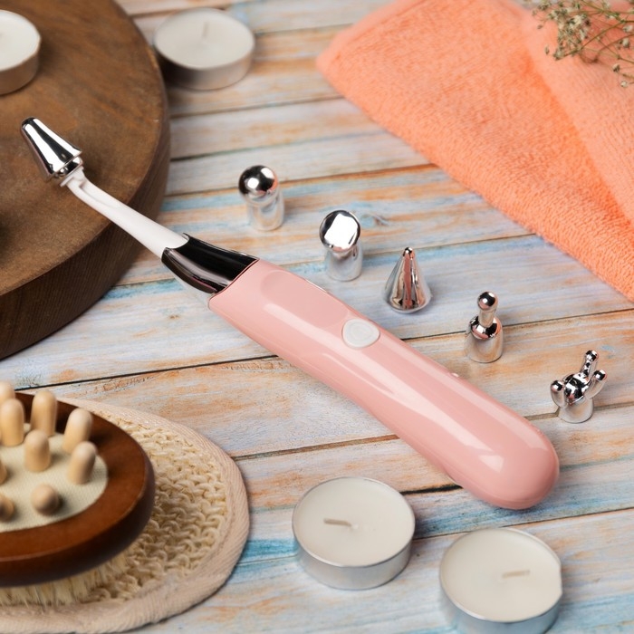 Массажёр Luazon LEM-43, для лица, 6 насадок, от 2*ААА (не в компл.), розовый Массажёр Luazon LEM-43, для лица, 6 насадок, от 2*ААА (не в компл.), розовый