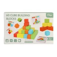 Детский набор деревянные кубики, цветные, 60 штук