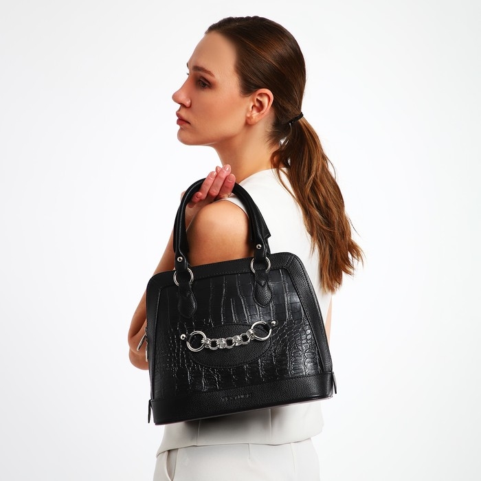 Сумка женская TEXTURA, тоут, средний размер, цвет чёрный