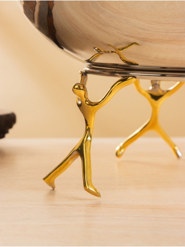 Салатник на подставке «Дуэт», 20×20×12 см, нержавеющая сталь, латунь Салатник на подставке «Дуэт», 20×20×12 см, нержавеющая сталь, латунь