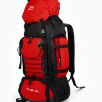 Рюкзак туристический, 90 литров, 6 наружных карманов, шнуровка, красный
