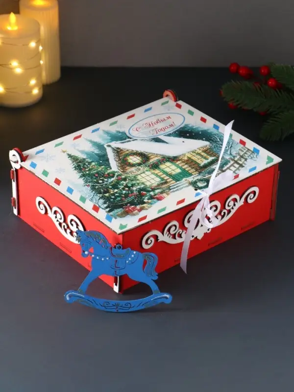 Шкатулка «С Новым Годом», с сувениром, 24×20×9 см