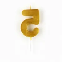 Свеча для торта, цифра «5», золото, 9,5 х 4 см