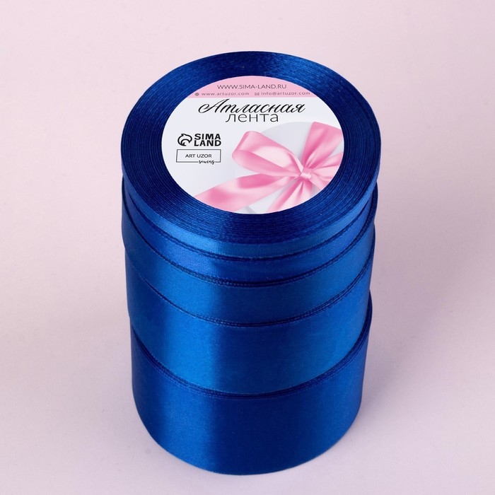 Набор атласных лент, 5 шт, размер лент: 6/10/20/40/50 мм × 23 ± 1 м, цвет синий Набор атласных лент, 5 шт, размер лент: 6/10/20/40/50 мм × 23 ± 1 м, цвет синий