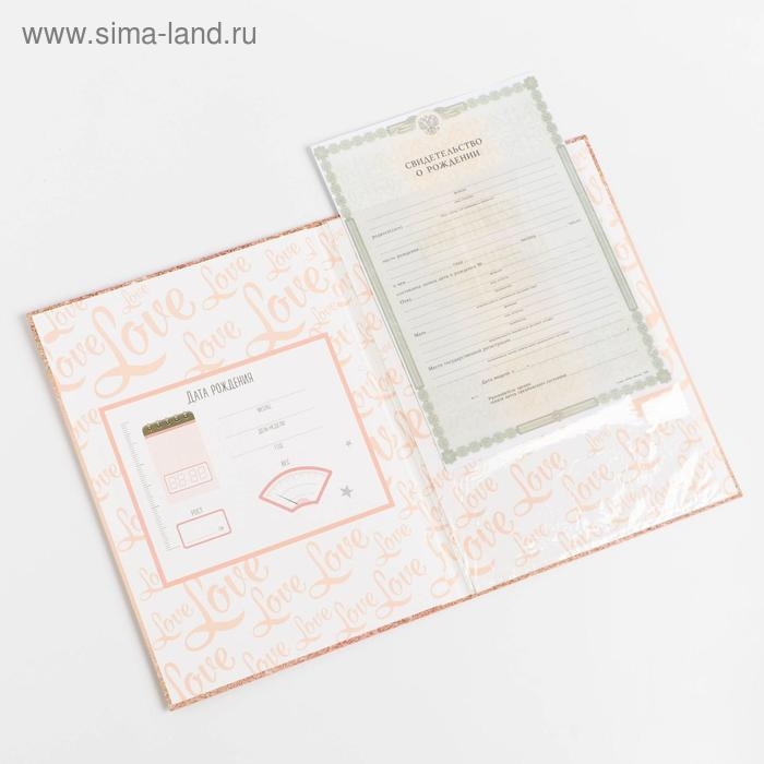 Папка для свидетельства о рождении «Розовое с блестками», А4 Папка для свидетельства о рождении «Розовое с блестками», А4